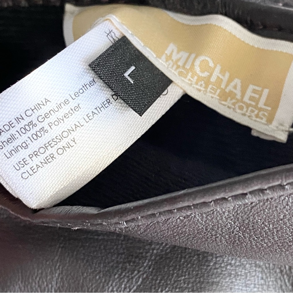 MICHAEL KORS CLASSIC GENUNINE LEATHER GLOVES TECH TOUCH TIP Dark Brown L - Picture 5 of 5